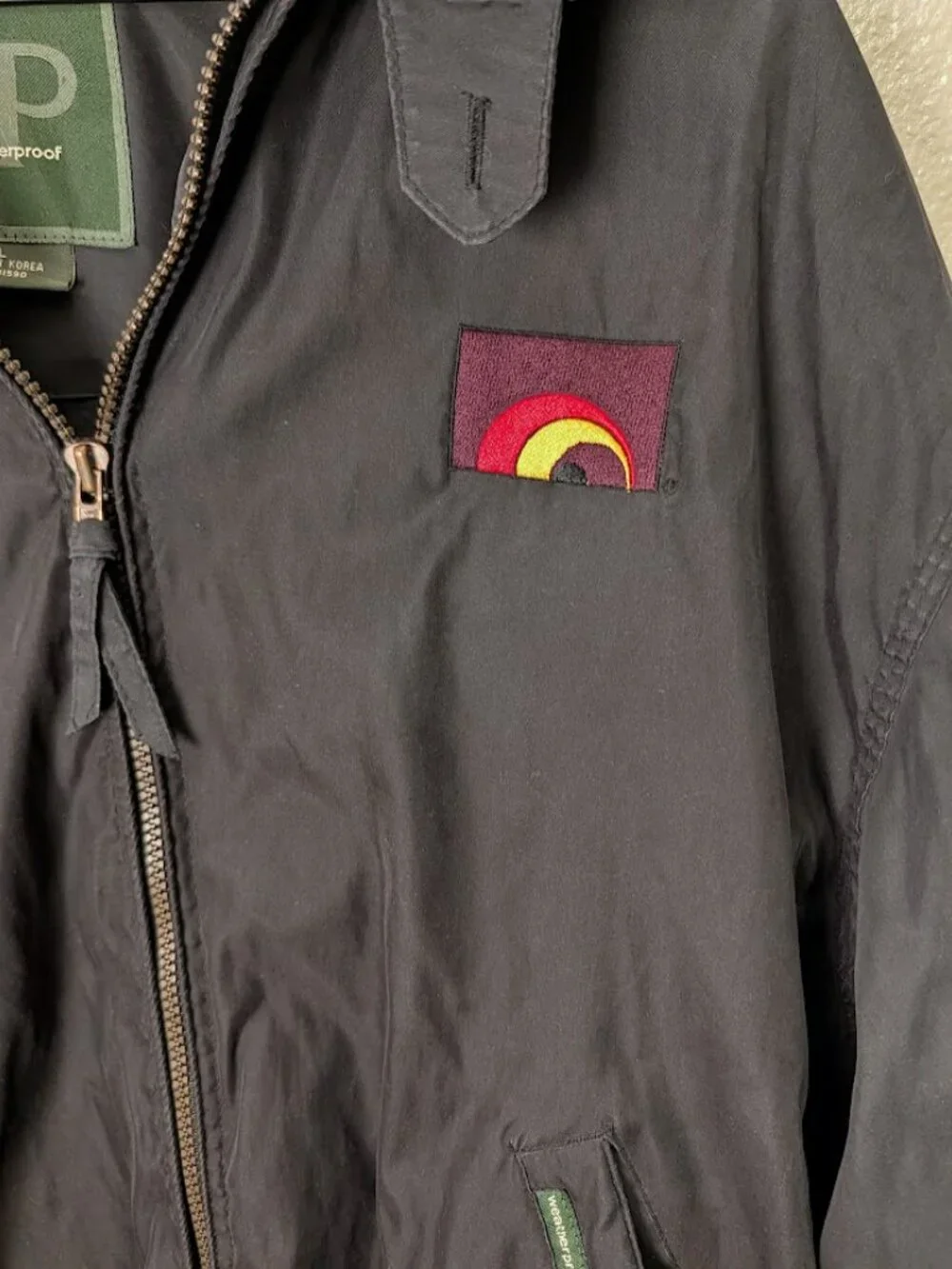 Weatherproof WP Mens XL Black Full Zip Bomber Jacket Vintage Made In Korea